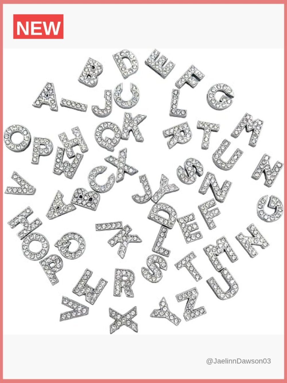 52 Rhinestone Letter Charms for DIY Jewelry Making, Multi-Use